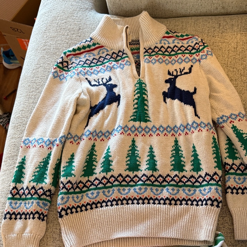 Crewcuts Boys' deer Fair Isle half-zip sweater